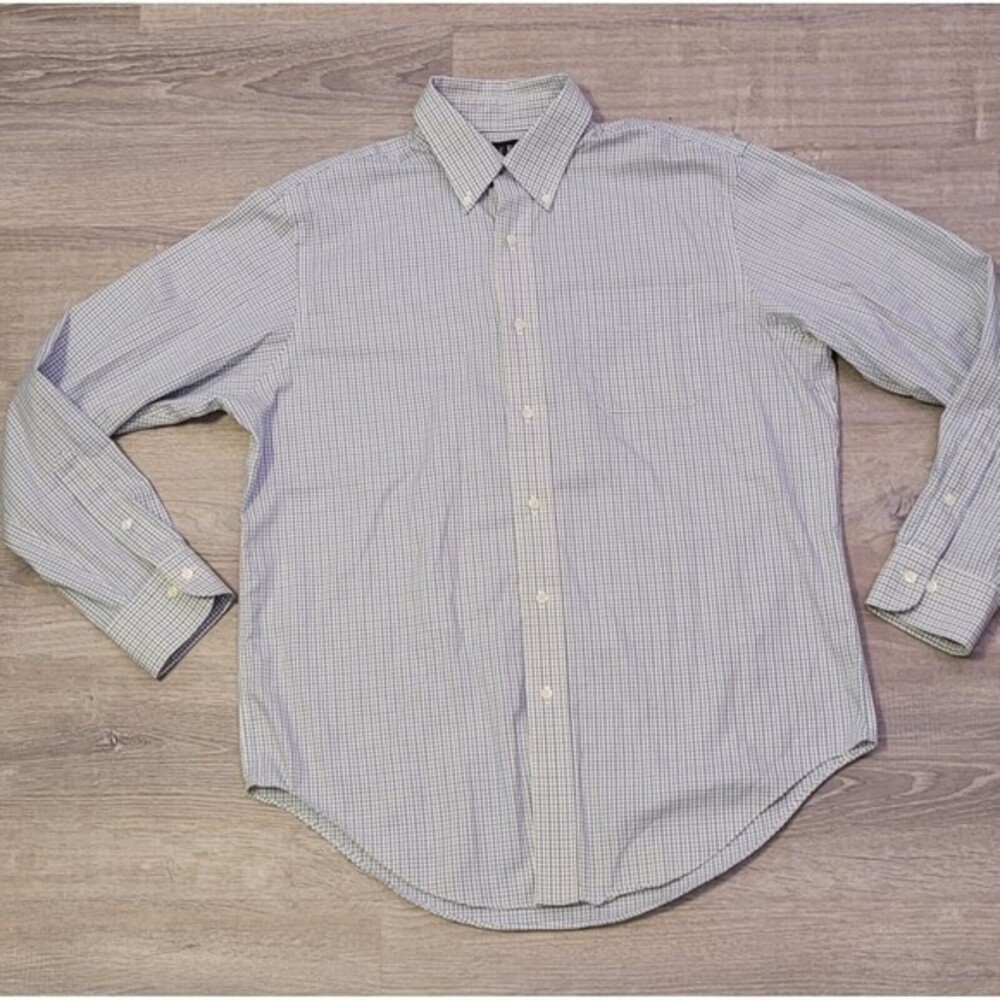 LRL Lauren Ralph Lauren Men's Blue Striped Dress Shirt 16 34/35